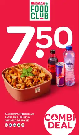 Spar Spar foodclub pasta maaltijden + gekoeld drankje aanbieding