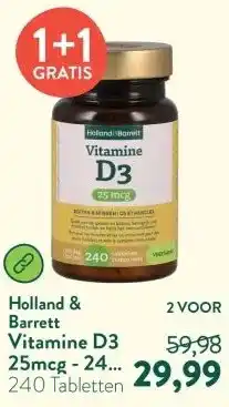 Holland & Barrett Vitamine D3 25mcg - 240 tabletten aanbieding