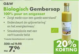 Gezond & Wel G&W Biologisch Gembersap aanbieding