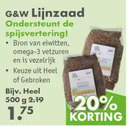 Gezond & Wel G&W Lijnzaad aanbieding