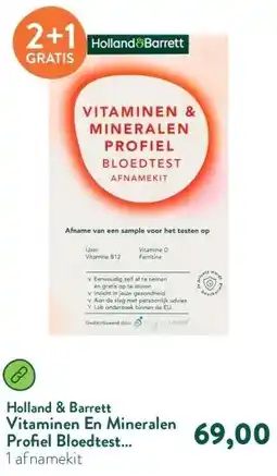 Holland & Barrett Vitaminen En Mineralen Profiel Bloedtest Afnamekit aanbieding