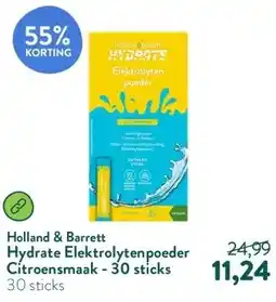 Holland & Barrett Hydrate Elektrolytenpoeder Citroensmaak - 30 sticks aanbieding