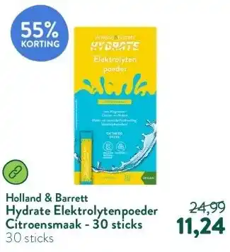 Holland & Barrett Hydrate Elektrolytenpoeder Citroensmaak - 30 sticks aanbieding