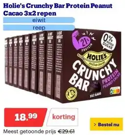 Bol.com Holie's Crunchy Bar Protein Peanut Cacao 3x2 repen aanbieding