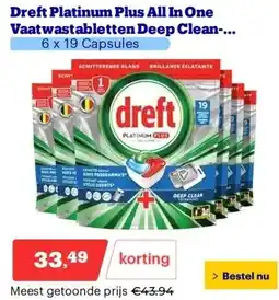 Bol.com Dreft Platinum Plus All In One Vaatwastabletten Deep Clean-technologie aanbieding