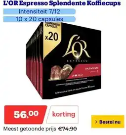 Bol.com L'OR Espresso Splendente Koffiecups aanbieding