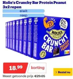 Bol.com Holie's Crunchy Bar Protein Peanut 3x2 repen aanbieding