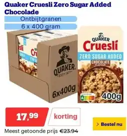 Bol.com Quaker Cruesli Zero Sugar Added Chocolade aanbieding