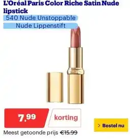 Bol.com L’Oréal Paris Color Riche Satin Nude lipstick aanbieding