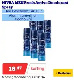 Bol.com NIVEA MEN Fresh Active Deodorant Spray aanbieding