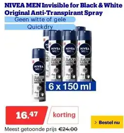 Bol.com NIVEA MEN Invisible for Black & White Original Anti-Transpirant Spray aanbieding