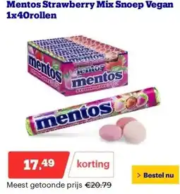 Bol.com Mentos Strawberry Mix Snoep Vegan 1x40rollen aanbieding