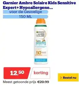 Bol.com Garnier Ambre Solaire Kids Sensitive Expert+ Hypoallergene Zonbeschermende Mist SPF50+ aanbieding