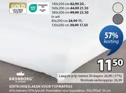 Jysk EDITH HOESLAKEN VOOR TOPMATRAS aanbieding