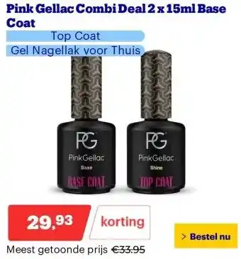 Bol.com Pink Gellac Combi Deal 2 x 15ml Base Coat aanbieding