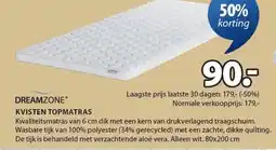 Jysk DREAMZONE KVISTEN TOPMATRAS aanbieding