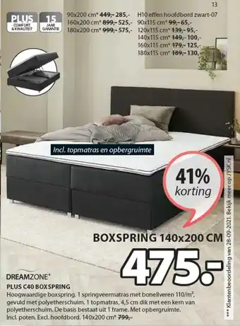 Jysk DreamZone Boxspring Plus C40 140*200cm aanbieding