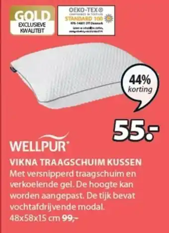 Jysk Wellpur Traagschuimkussen Vikna 48*58*15cm aanbieding