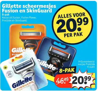 Kruidvat Gillette scheermesjes fusion en skinguard 8-pak aanbieding