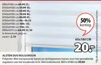 Jysk Rolgordijn Duo Alsten 60*180cm aanbieding