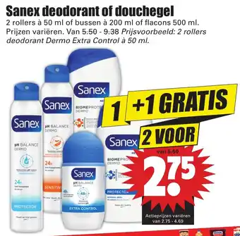 Dirk Sanex deo of Douche 2x50/200 of 500ml aanbieding