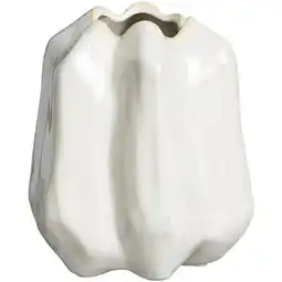 Leen Bakker Vaas Fleurie - off-white - stoneware - 16,5x14,5x16,2 cm - Leen Bakker aanbieding