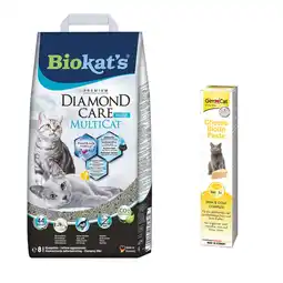 Zooplus 50 g GimCat Cheese Biotin Paste gratis! Biokat's Diamond Care kattenbakvulling - 8 l MultiCat Fresh aanbieding