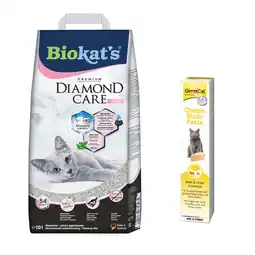 Zooplus 50 g GimCat Cheese Biotin Paste gratis! Biokat's Diamond Care kattenbakvulling - 10 l Fresh aanbieding