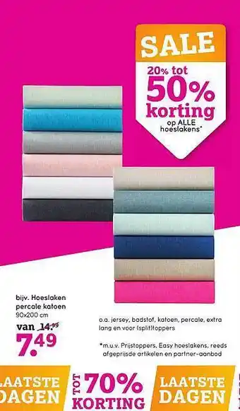 Leen Bakker Hoeslaken Percale Katoen Tot 70% Korting aanbieding