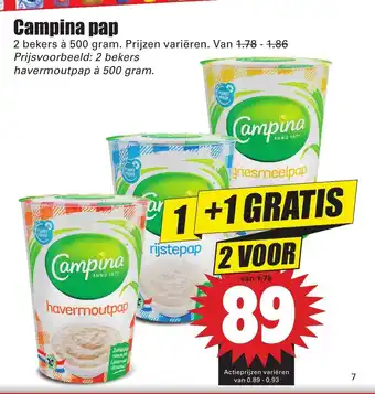 Dirk Campina Pap 2*500g aanbieding