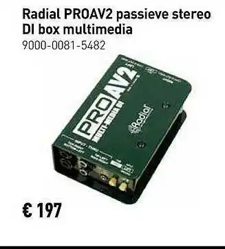 Bax-Music Radial PROAV2 Passieve Stereo DI Box Multimedia aanbieding