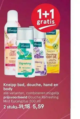 Etos Kneipp Bad, Douche, Hand En Body 1+1 Gratis aanbieding