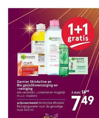 Etos Garnier SkinActive En Bio Gezichtsverzorging En -Reiniging 1+1 Gratis aanbieding