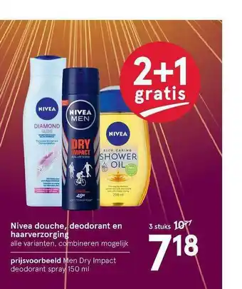 Etos Nivea Douche, Deodorant En Haarverzorging 2+1 Gratis aanbieding