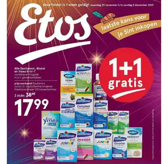 Etos Alle Davitamon, Bional En Ymea 8-In-1 1+1 Gratis aanbieding