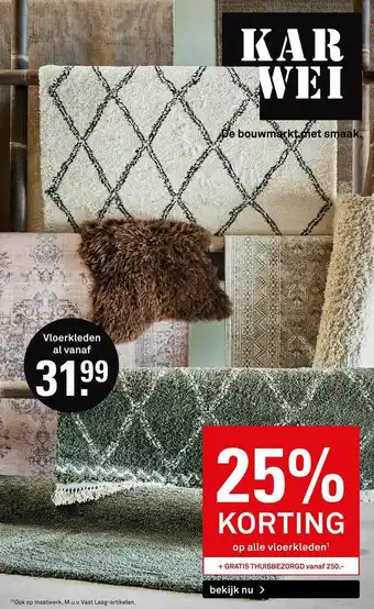 Karwei Vloerkleden 25% Korting aanbieding