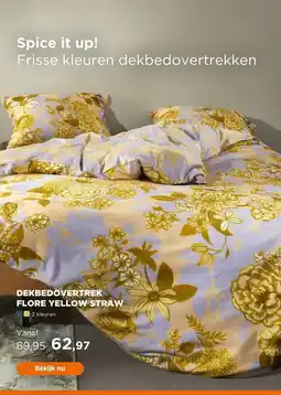 TotaalBED Dekbedovertrek Flore Yellow Straw | aanbieding