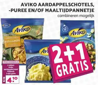 MCD Supermarkt Aviko Aardappelschotels, -Puree En-Of Maaltijdpannetje 2+1 Gratis aanbieding