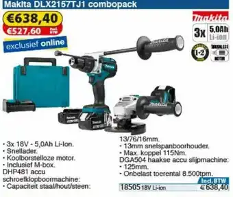 Toolstation Makita DLX2157TJ1 Combopack aanbieding