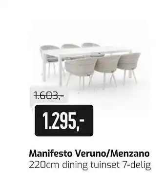 Kees Smit Manifesto veruno-menzano 220cm dining tuinset 7-delig 220 cm aanbieding