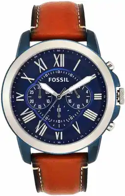 Amazon Fossil Grant horloge voor heren, Quartz chronograaf uurwerk met roestvrij stalen of leren band aanbieding