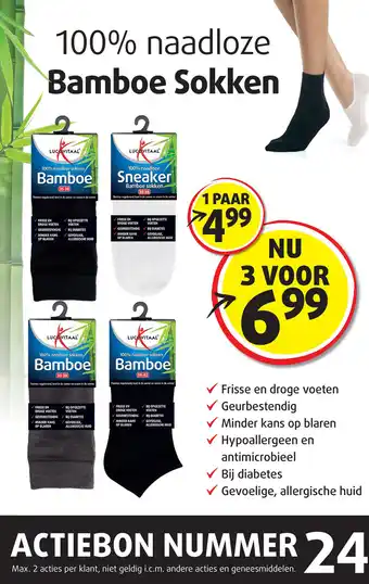 Lucovitaal 100% naadloze Bamboe Sokken SOKK aanbieding