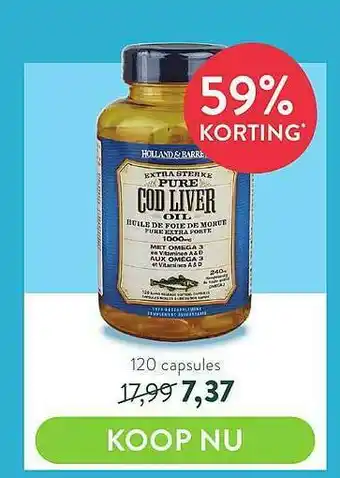 Holland & Barrett Holland & Barrett Extra Sterke Pure Cod Liver Oil 59% Korting aanbieding