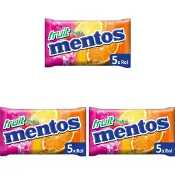Albert Heijn Mentos Fruit 5 rollen 3-pack aanbieding