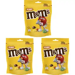 Albert Heijn M&M'S Pinda melk chocolade 3-pack aanbieding