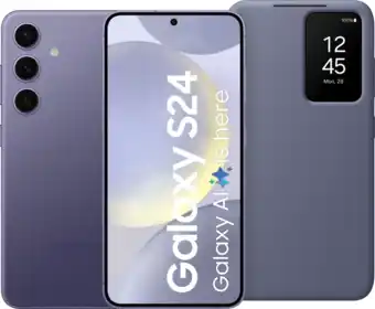 Coolblue Samsung Galaxy S24 128GB Paars 5G + Smart View Book Case Paa aanbieding