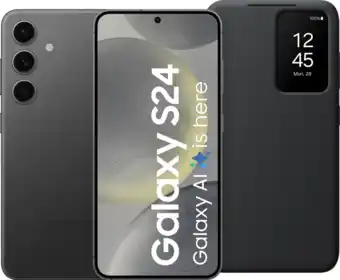 Coolblue Samsung Galaxy S24 256GB Zwart 5G + Smart View Book Case Zwa aanbieding