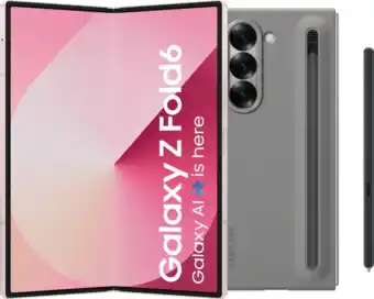 Coolblue Samsung Galaxy Z Fold 6 256GB Roze 5G + Samsung Back Cover met S Pen Grijs aanbieding