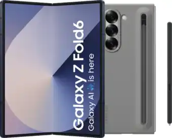 Coolblue Samsung Galaxy Z Fold 6 256GB Blauw 5G + Samsung Back Cover met S Pen Grijs aanbieding