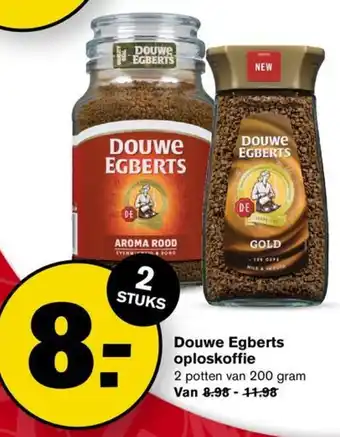 Hoogvliet Douwe Egberts Oploskoffie 2*200g aanbieding